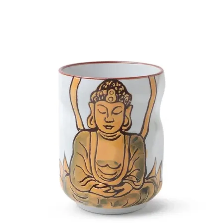 Miya Company Golden Buddha Teacup - Handcrafted Ceramic Cup for Tea Lovers