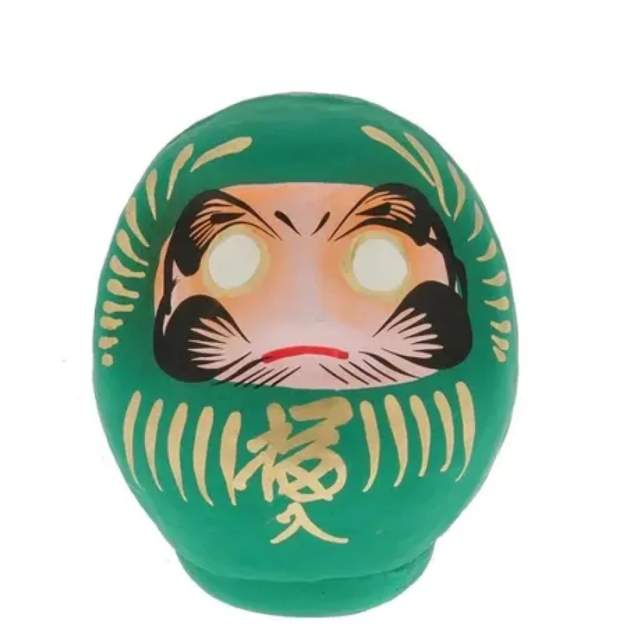 Miya Company Daruma Green Health Figurine 3.75 Inch Lucky Charm Decoration