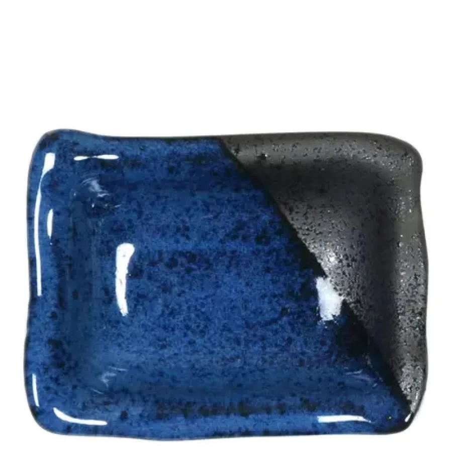 Miya Company 3.5" x 2.5" Ceramic Sauce Dish - Namako Blue Small Condiment Bowl for Soy Sauce, Dipping, and Sushi