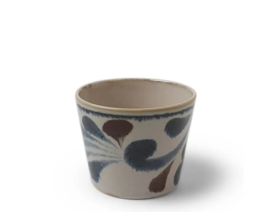 Miya Company Rustic Blue Vines Soba Cup - Handcrafted Ceramic Tea Cup for Authentic Japanese Tea Experience