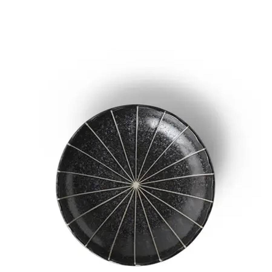 Miya Company Kasa Lines Black Ceramic Plate 4.75 Inch Salad Dessert Appetizer Dish