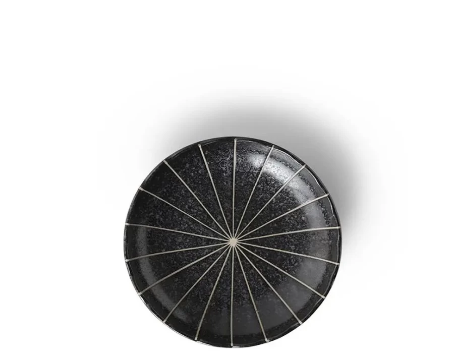 Miya Company Kasa Lines Black Ceramic Plate 4.75 Inch Salad Dessert Appetizer Dish