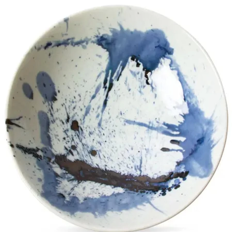 Miya Company Blue Sumi 9.75-Inch Ceramic Serving Bowl for Dining & Entertaining