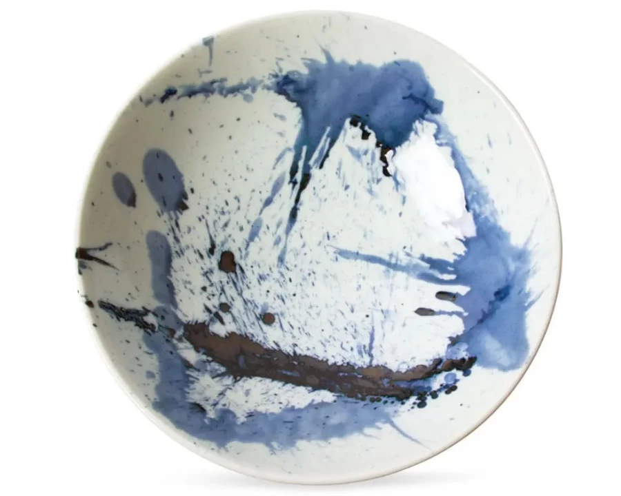 Miya Company Blue Sumi 9.75-Inch Ceramic Serving Bowl for Dining & Entertaining
