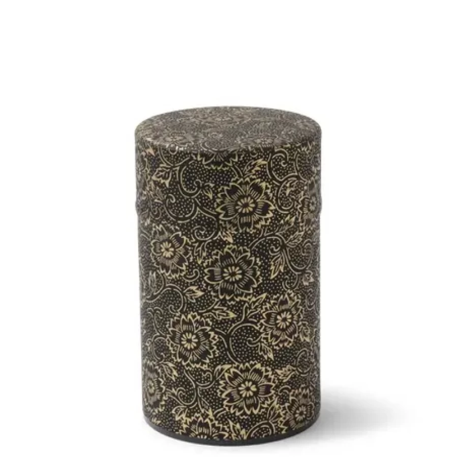 Miya Company Premium Tea Canister - Elegant Black & Gold Mum Design for Loose Leaf Tea Storage