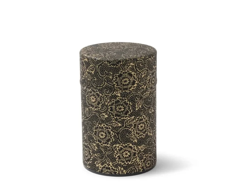 Miya Company Premium Tea Canister - Elegant Black & Gold Mum Design for Loose Leaf Tea Storage