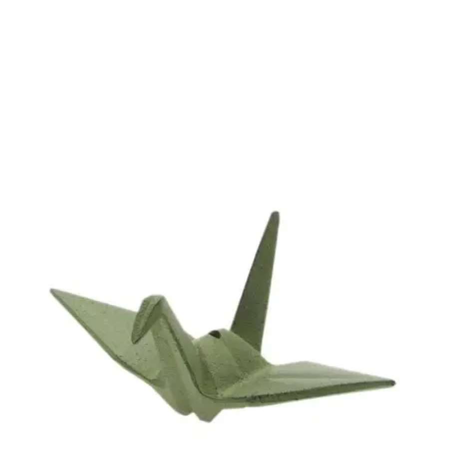 "Miya Company Ceramic Incense Holder - Handcrafted Peace Crane Design in Spring Green"