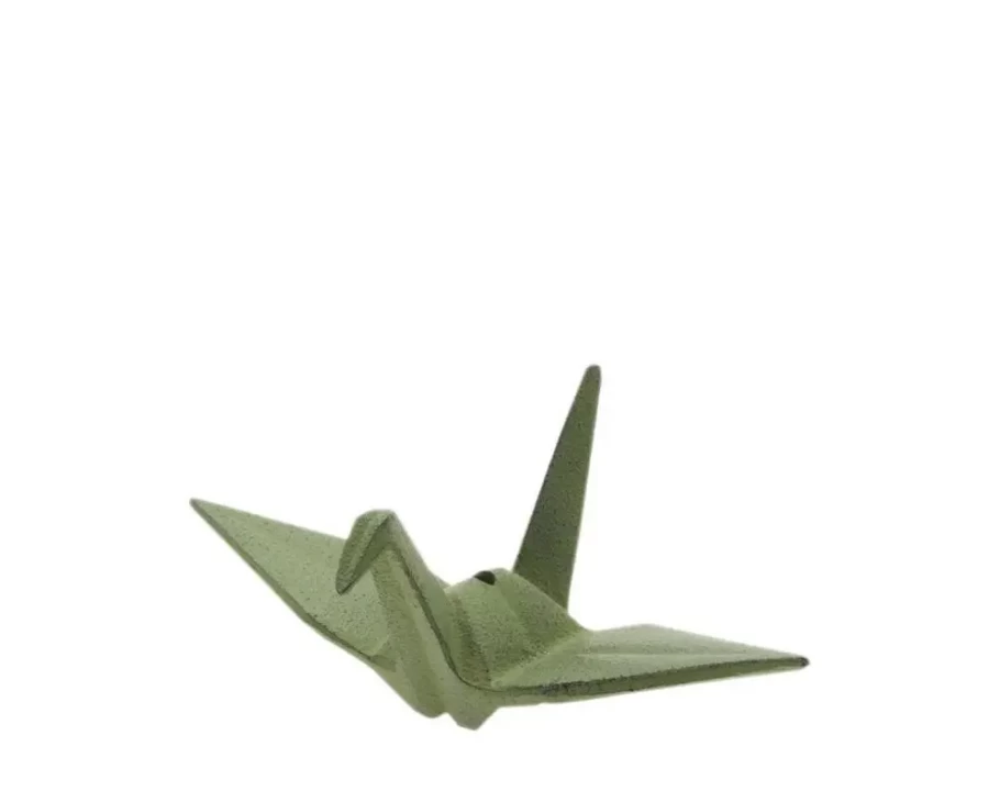 "Miya Company Ceramic Incense Holder - Handcrafted Peace Crane Design in Spring Green"