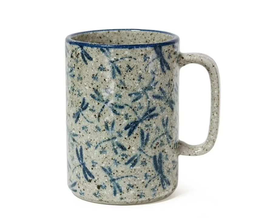 "Dragonflies Ceramic Coffee Mug by Miya Company – Handmade Nature-Themed Tea Cup"
