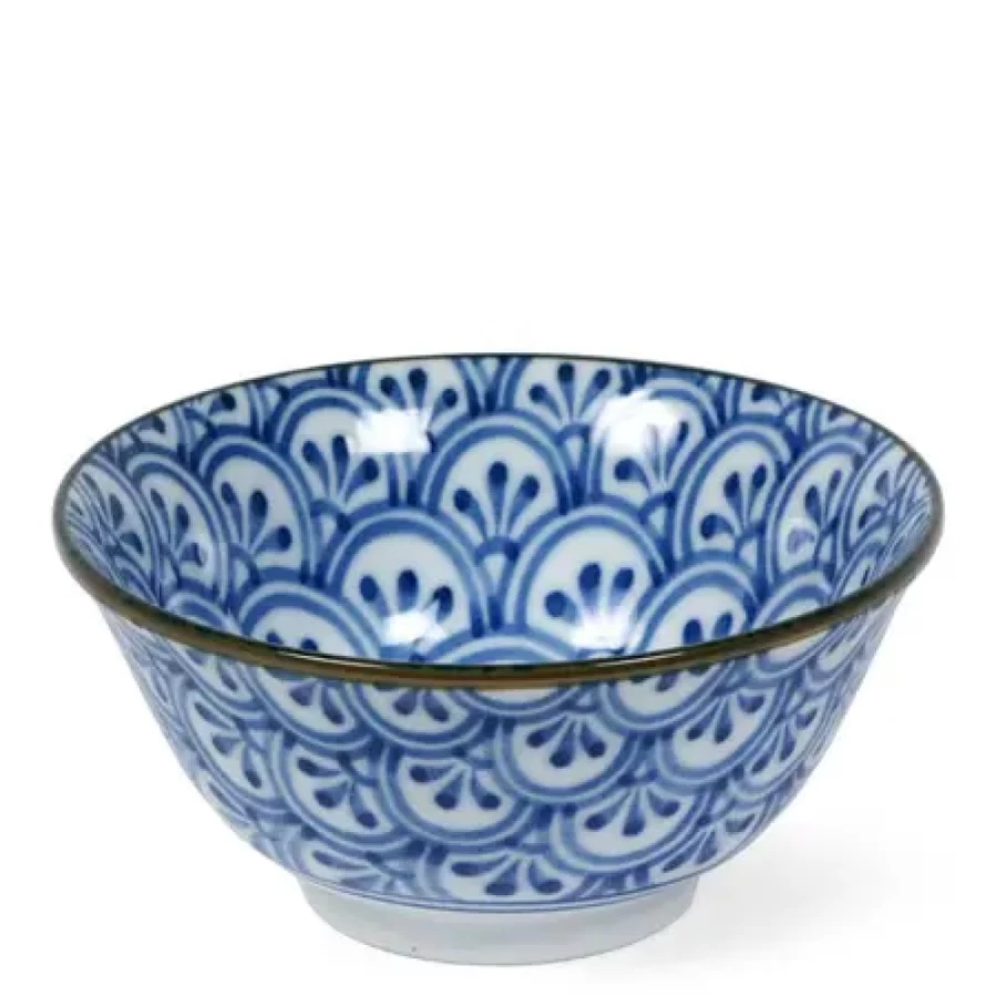 Miya Company 6" Hana Seigaiha Ceramic Bowl – Handcrafted Japanese Design for Dining & Decor