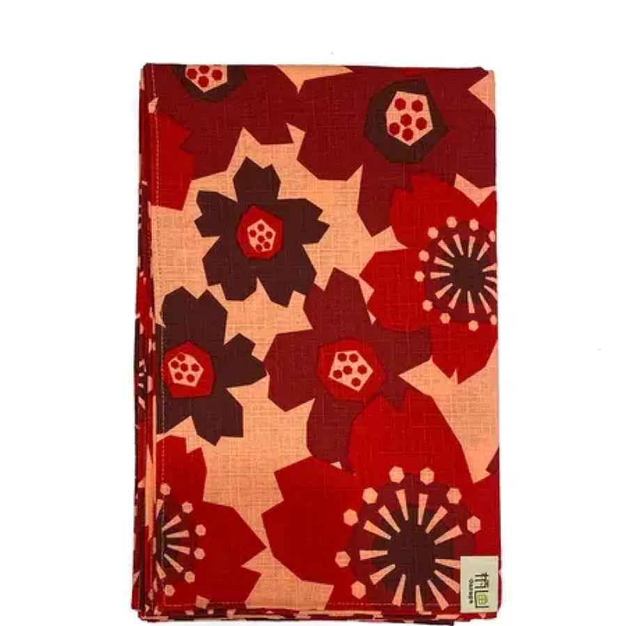 Miya Company Red Floral Furoshiki Wrapping Cloth 42 Inch Square Japanese Gift Wrap