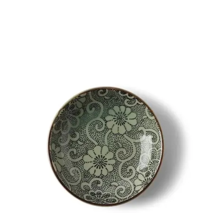 Miya Company 3-5/8" Indigo Mums Ceramic Sauce Dish - Small Decorative Appetizer Plate for Dips, Sushi & Condiments