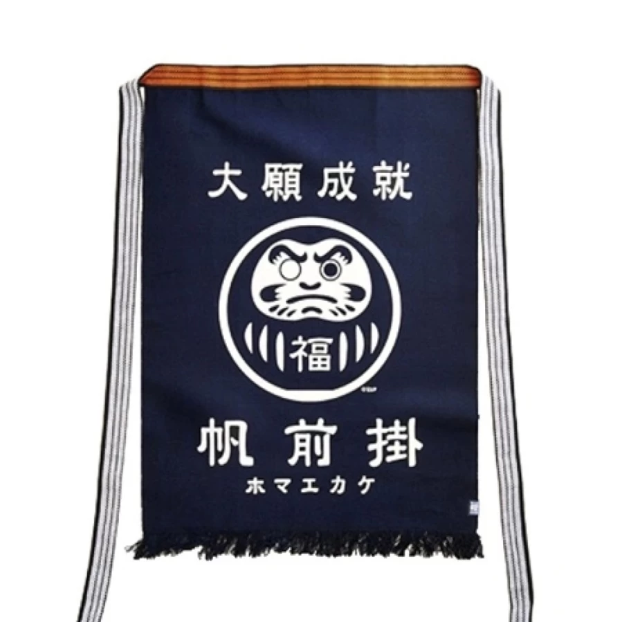 Miya Company Daruma Design Heavy Duty Canvas Apron - Japanese Inspired Maekake for Cooking & Crafting