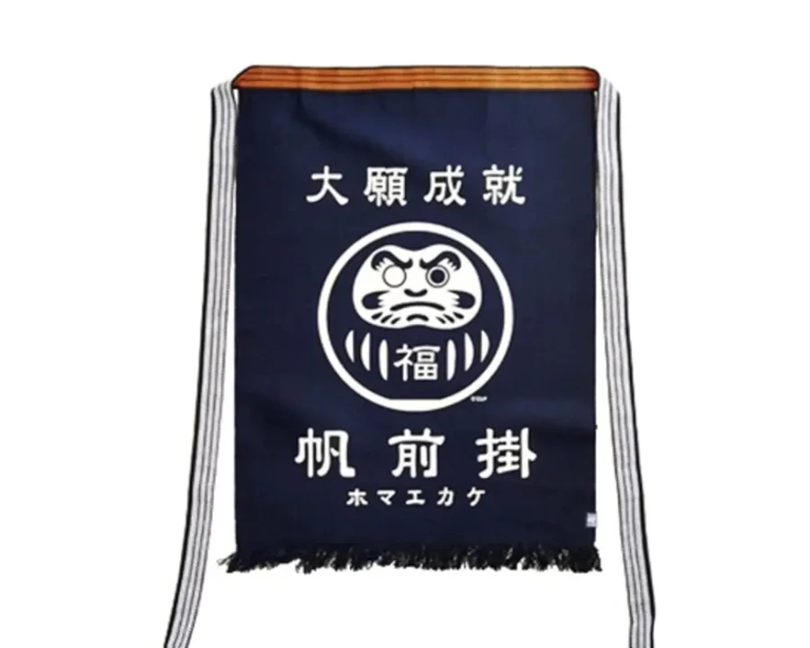 Miya Company Daruma Design Heavy Duty Canvas Apron - Japanese Inspired Maekake for Cooking & Crafting