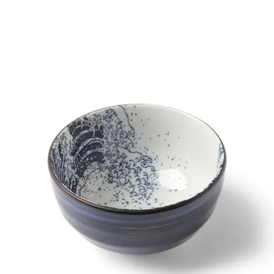 "Miya Company The Great Wave Ceramic Bowl - 5 Inch Japanese Inspired Design"