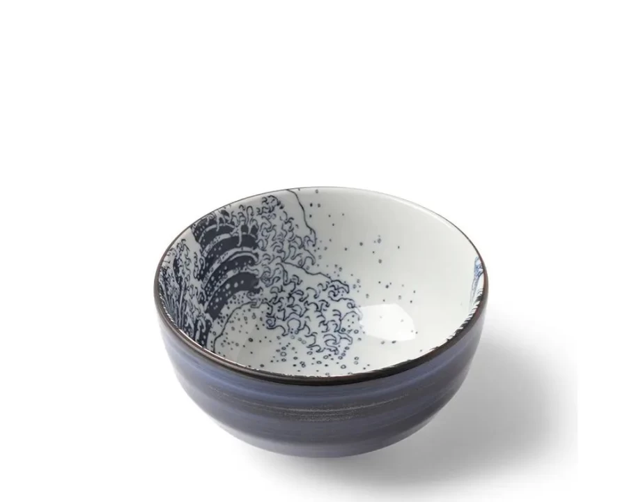 "Miya Company The Great Wave Ceramic Bowl - 5 Inch Japanese Inspired Design"