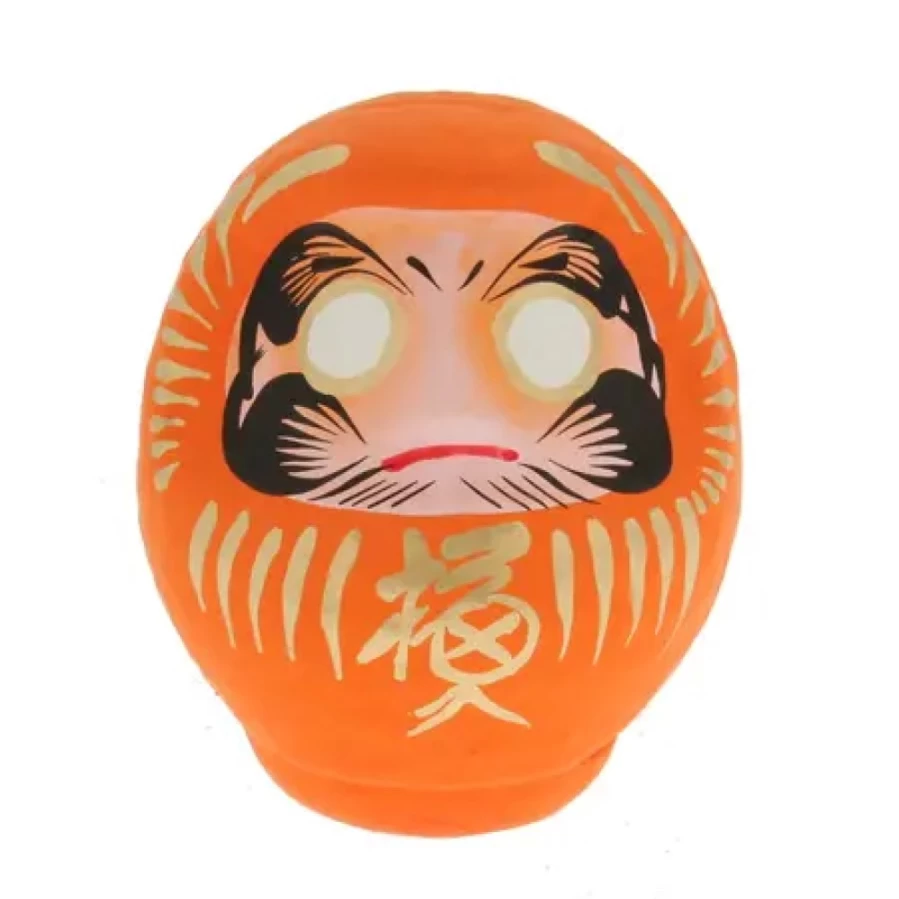 Miya Company Daruma Orange Rebirth Lucky Charm Figurine 3.75 Inch Japanese Doll