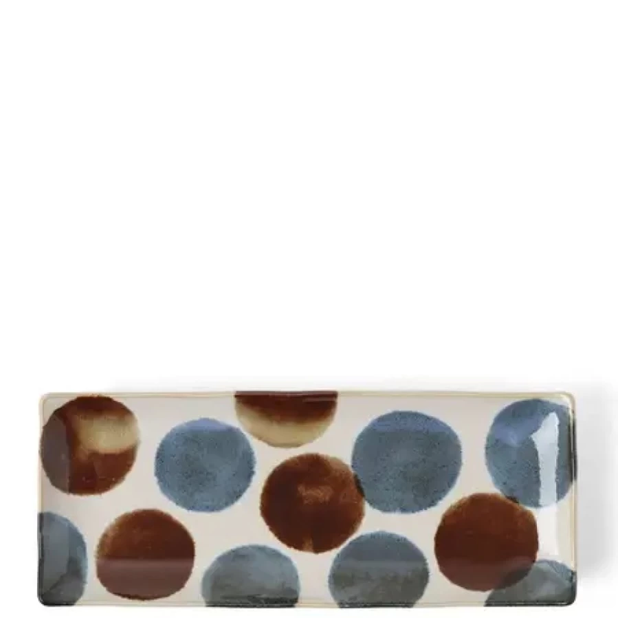 Rustic Dots Ceramic Rectangle Plate by Miya Company – Handcrafted Decorative Dining Serveware