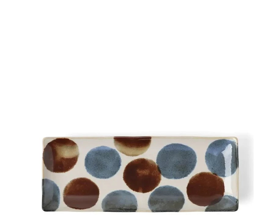 Rustic Dots Ceramic Rectangle Plate by Miya Company – Handcrafted Decorative Dining Serveware