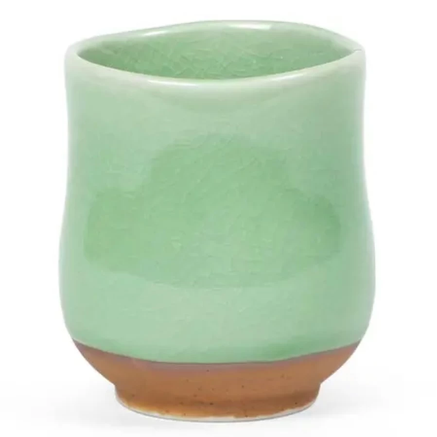 Miya Company Crackle Glaze Green Teacup - Handcrafted Ceramic Cup for Tea Lovers