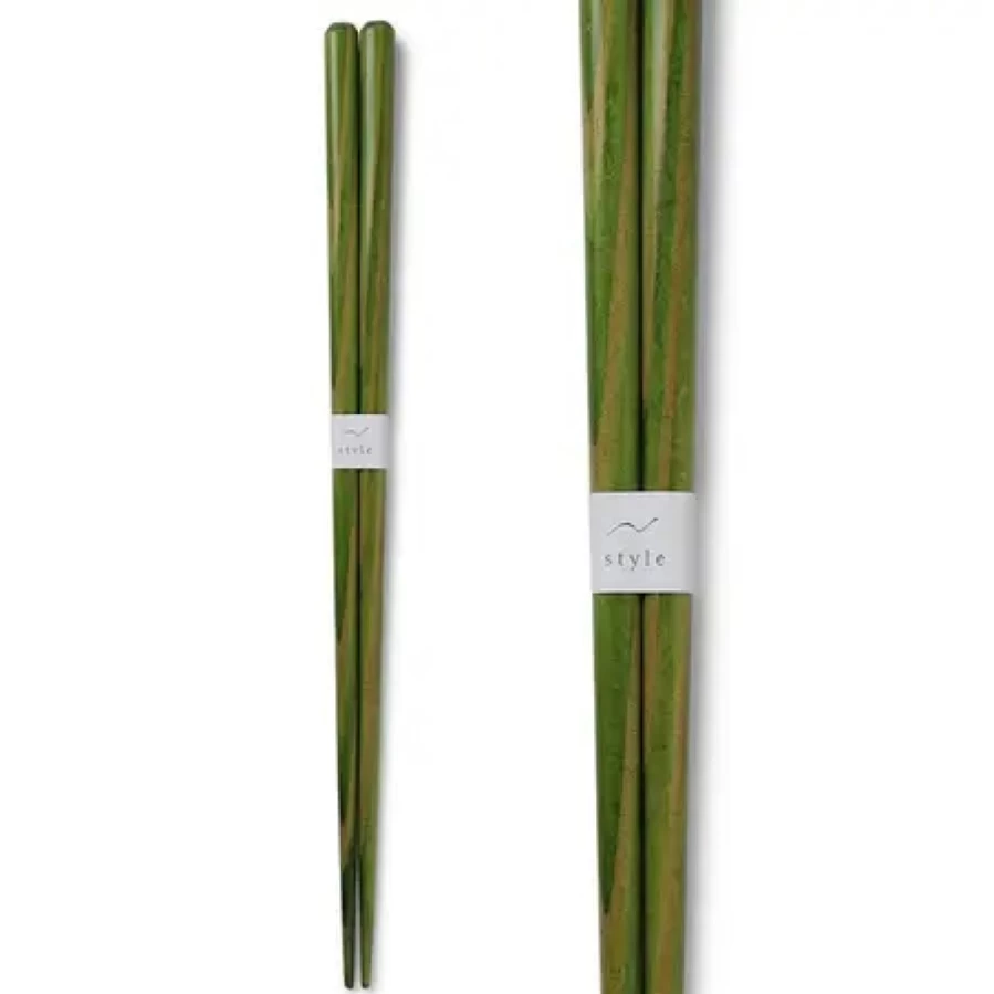 "Eco-Friendly Green Wooden Chopsticks by Miya Company – Sustainable Bamboo Utensils for Dining"