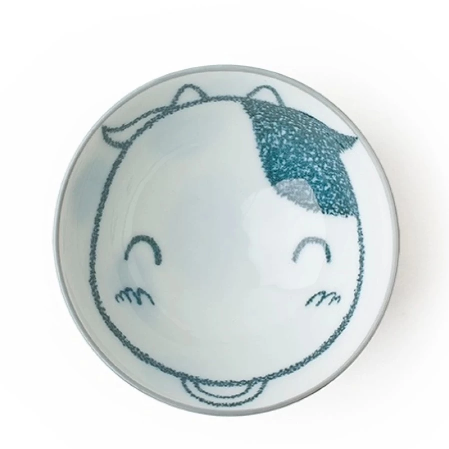 Miya Company 4.25 Inch Cow Print Ceramic Rice Bowl – Stylish Animal Design Dining Tableware