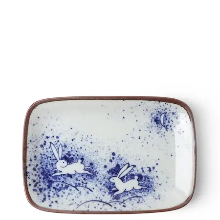 Miya Company 6.5 Inch Decorative Plate with Rabbit and Moon Design