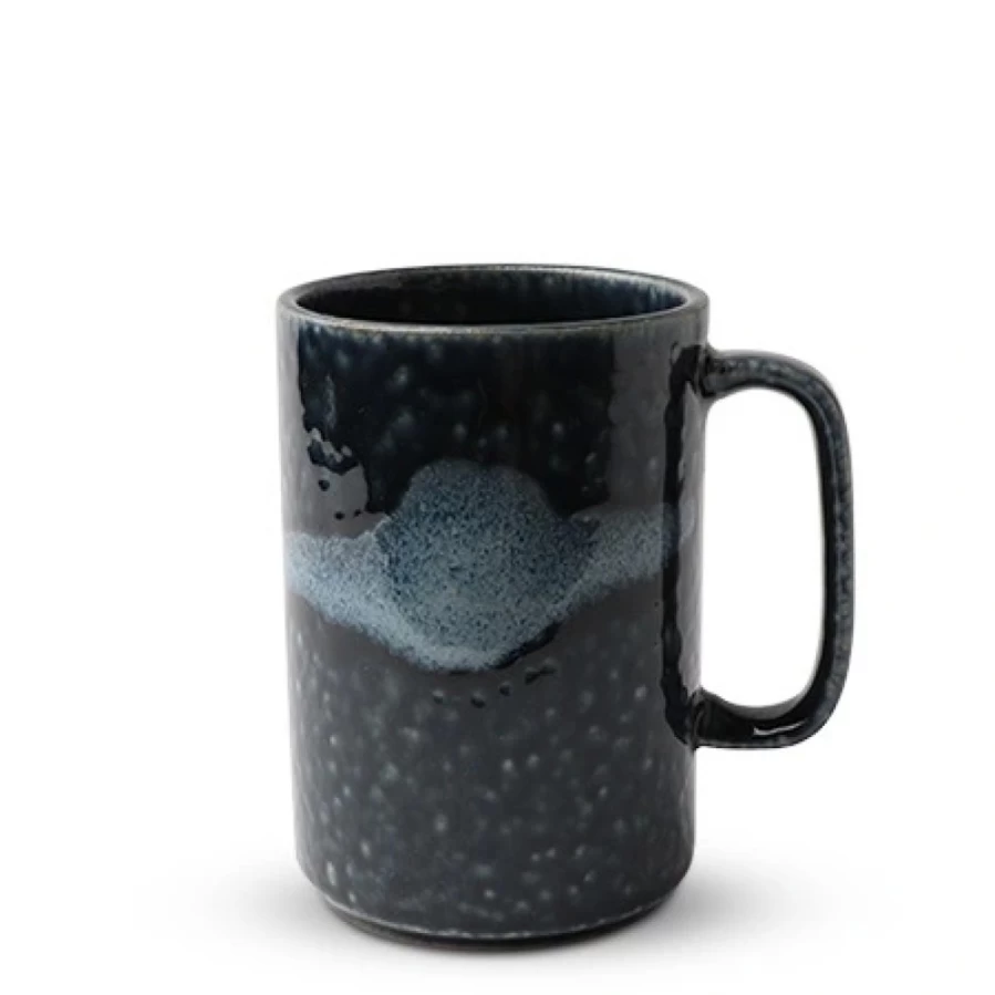 Miya Company Blue Aoirobo 16 Oz Ceramic Coffee Mug - Insulated Travel Cup with Handle