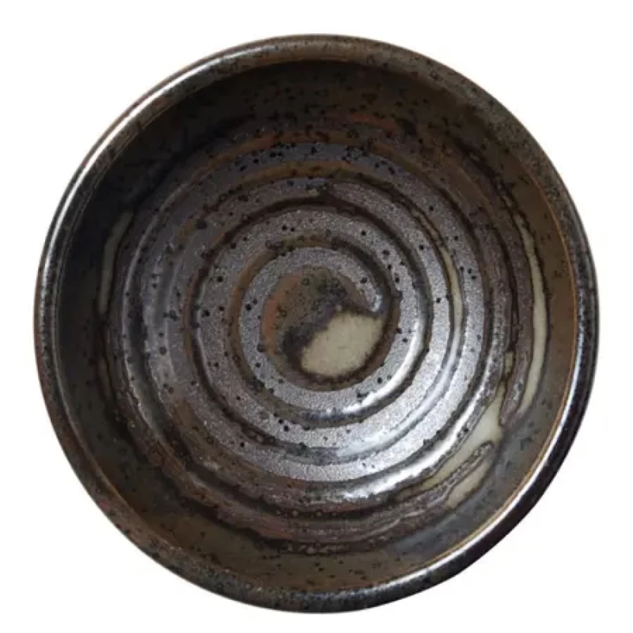 Miya Company 3.25 Inch Dark Brown Swirl Ceramic Sauce Dish for Desserts and Dips