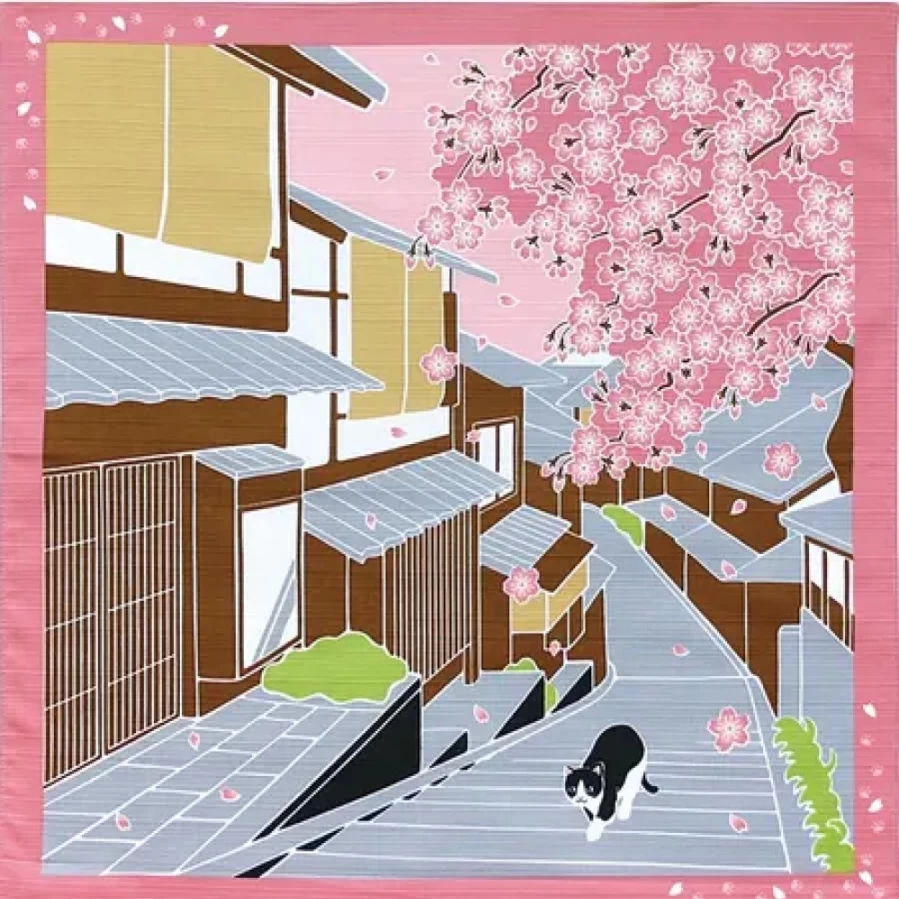 Miya Company Furoshiki Wrapping Cloth Sakura Cherry Blossom Design 20 Inch Square Japanese Gift Wrap