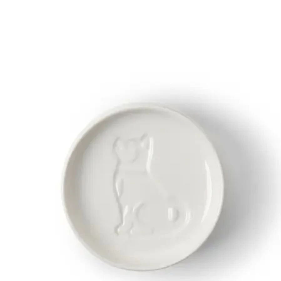 "Miya Company Ceramic Sauce Dish for Dogs - Durable Pet Feeding Bowl with Non-Slip Base"