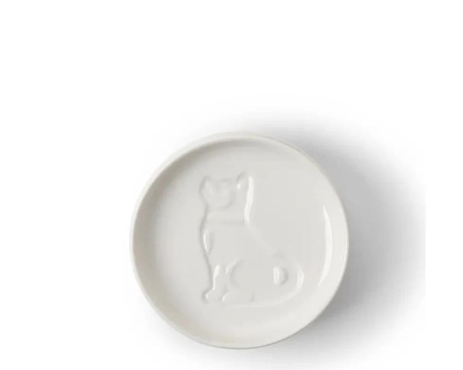 "Miya Company Ceramic Sauce Dish for Dogs - Durable Pet Feeding Bowl with Non-Slip Base"