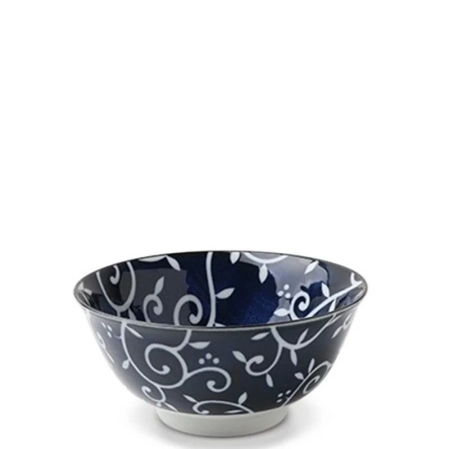Miya Company Blue & White Karakusa Pattern Ceramic Bowl - 5.75 Inch Japanese-Inspired Dining & Decor