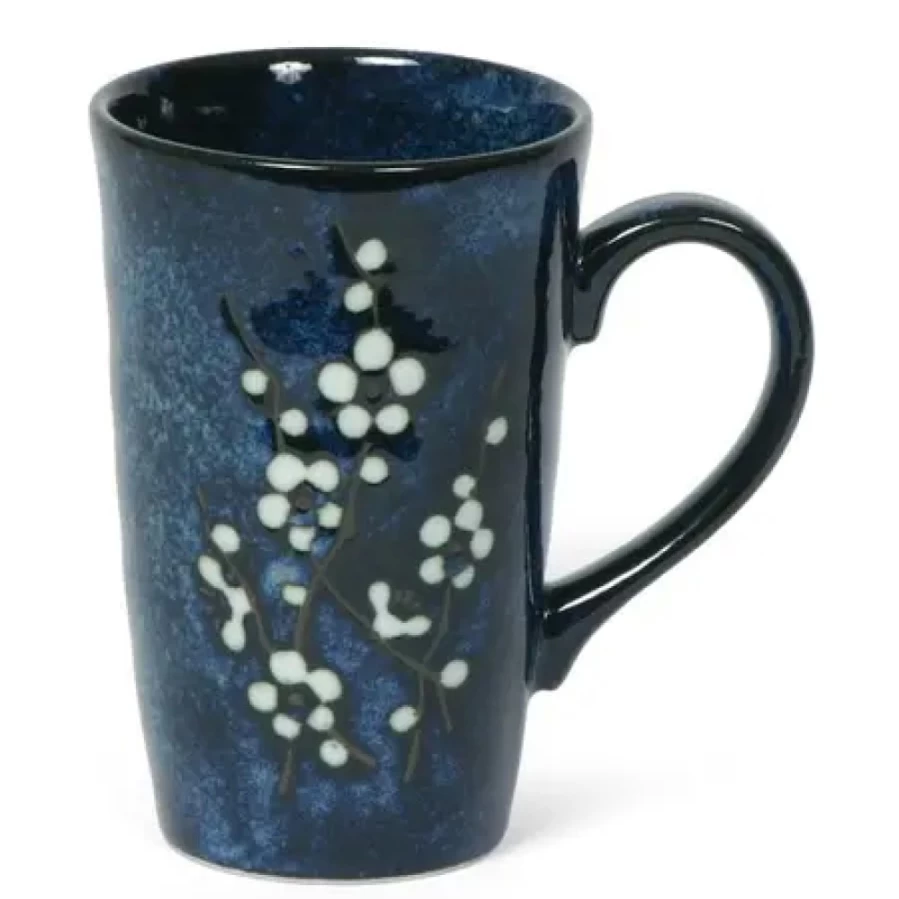 Miya Company Namako Blossoms Ceramic Coffee Mug - 10 Oz. Japanese Floral Design