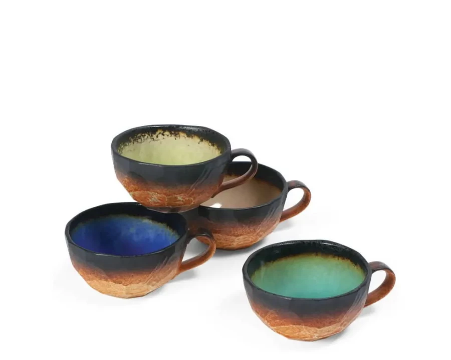Miya Company Kosui 8 Oz. Stoneware Boulder Mug Set - Durable Ceramic Coffee Cup with Comfortable Handle