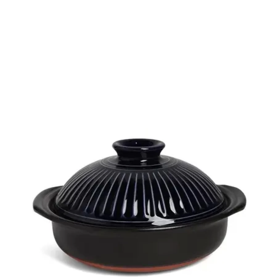 Miya Company Kikka Blue 9-Inch Donabe Clay Pot Casserole for Stovetop & Oven Use