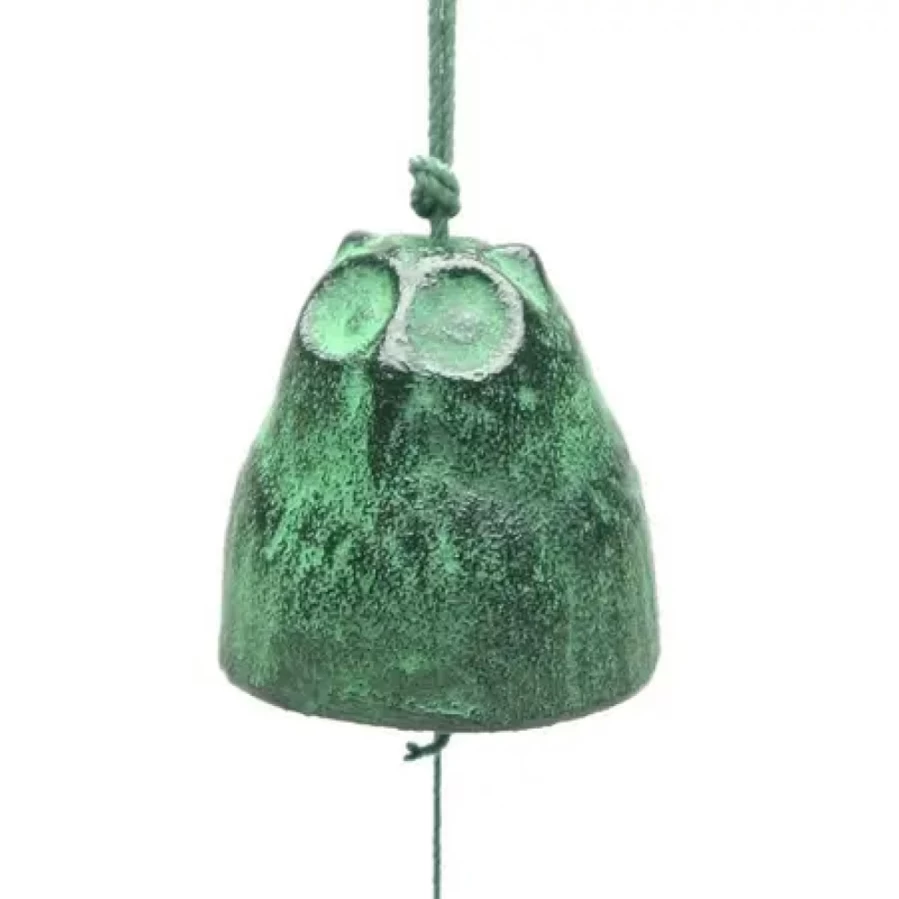 Miya Company Green Owl Wind Chime - 1.875 Inch Handcrafted Outdoor Garden Decor