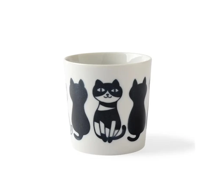 "Elegant Cat Design Coffee Mug - Miya Company's Le Chat Poseur Ceramic Cup"