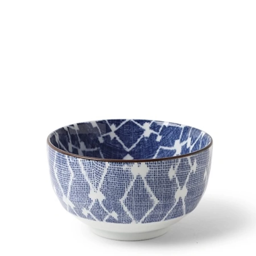 Miya Company Aizome Hishi 5-Inch Ceramic Soup Bowl – Handcrafted Japanese Style Dish for Ramen & Noodles