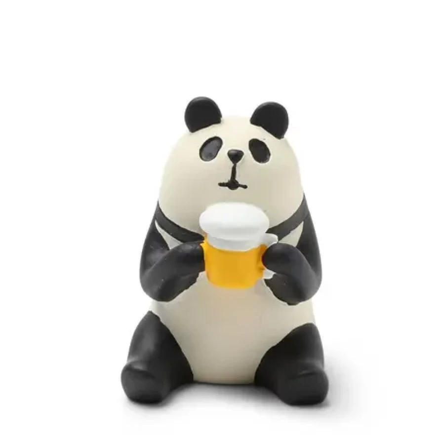 Miya Company Cute Panda Figurine Holding Beer - Adorable Animal Statue for Home Decor
