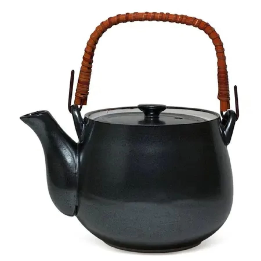 Miya Company 38 Oz. Iron Glaze Teapot - Premium Ceramic Tea Pot with Elegant Design
