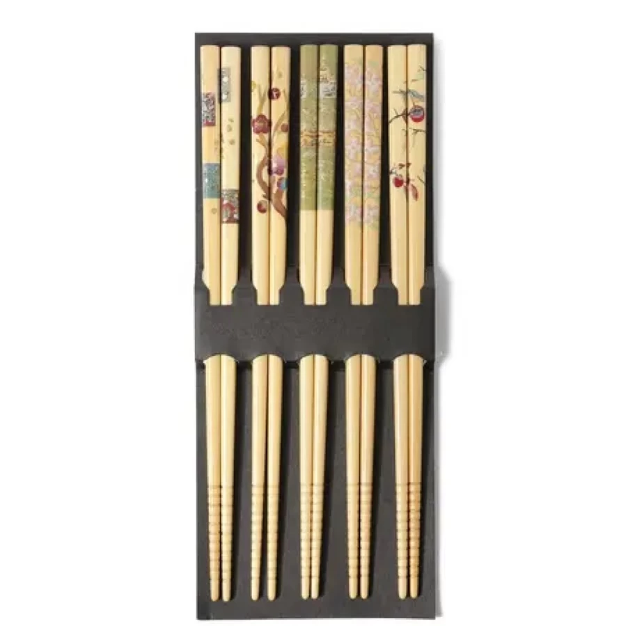 "MIYA Bamboo Chopsticks Set - 4 Seasons Reusable Natural Wooden Chopsticks - Eco-Friendly Kitchen Utensils by Miya Company"