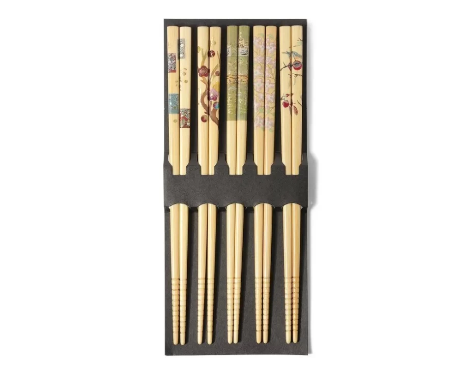 "MIYA Bamboo Chopsticks Set - 4 Seasons Reusable Natural Wooden Chopsticks - Eco-Friendly Kitchen Utensils by Miya Company"