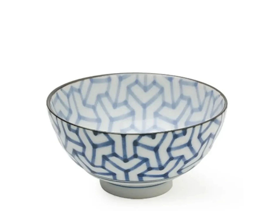 Miya Company 4.25" Kumi Kikkou Ceramic Rice Bowl – Japanese Handcrafted Dining Bowl for Soup, Salad, and Sushi
