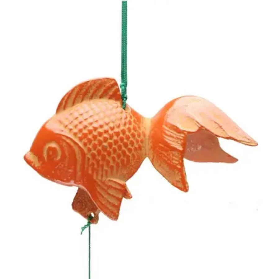 Miya Company Orange Goldfish Wind Chime 2.75 Inch - Handmade Decorative Outdoor Wind Chimes