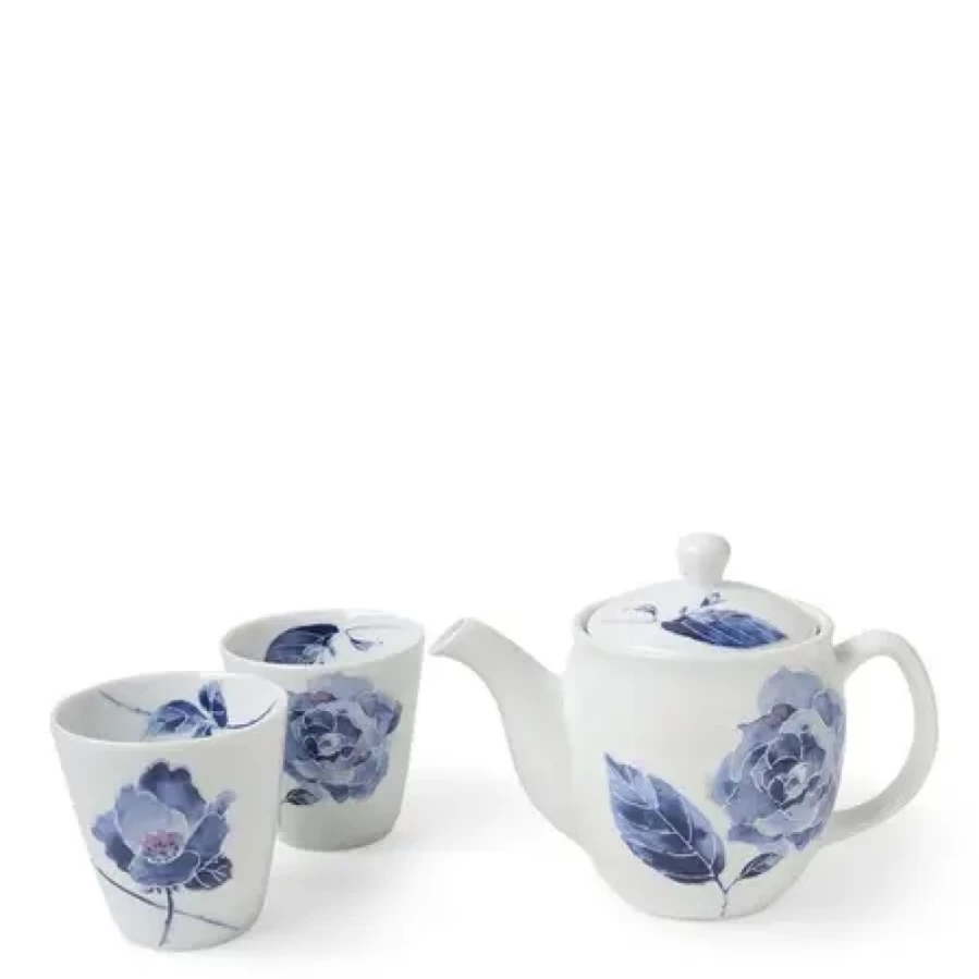 "Elegant Blue Rose Tea Set by Miya Company – Porcelain Tea Cup & Saucer Gift Set"