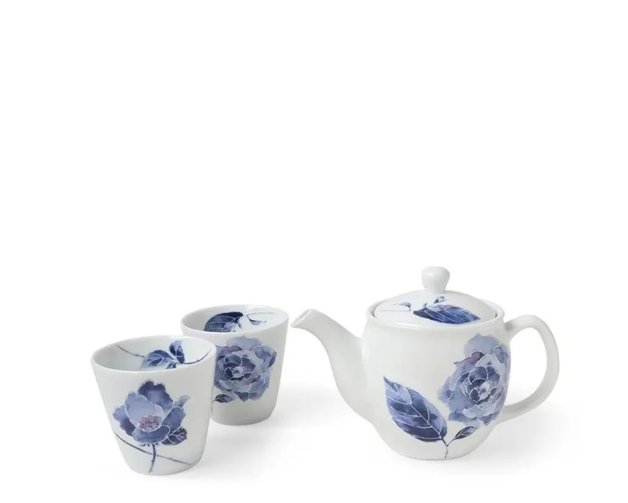 "Elegant Blue Rose Tea Set by Miya Company – Porcelain Tea Cup & Saucer Gift Set"