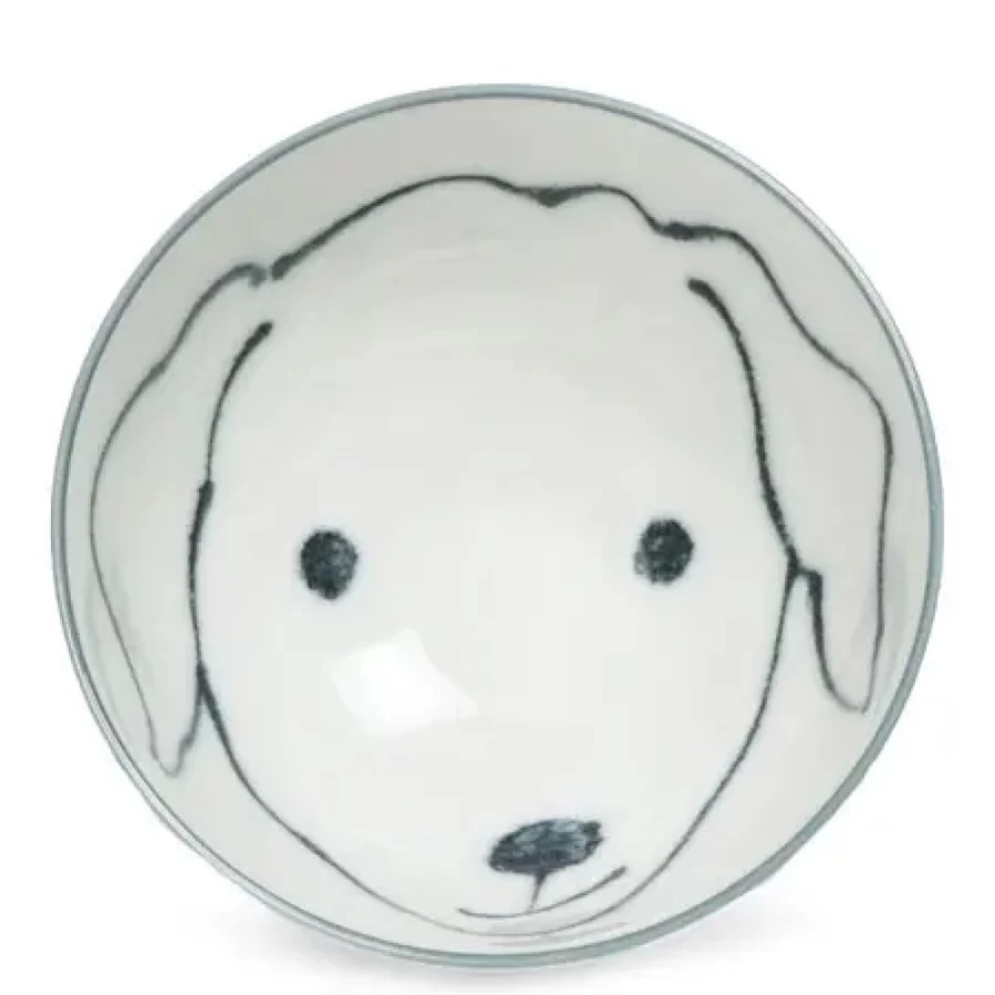 Miya Company Labrador Design 4.5 Inch Ceramic Rice Bowl for Dogs - Durable Pet Feeding Dish