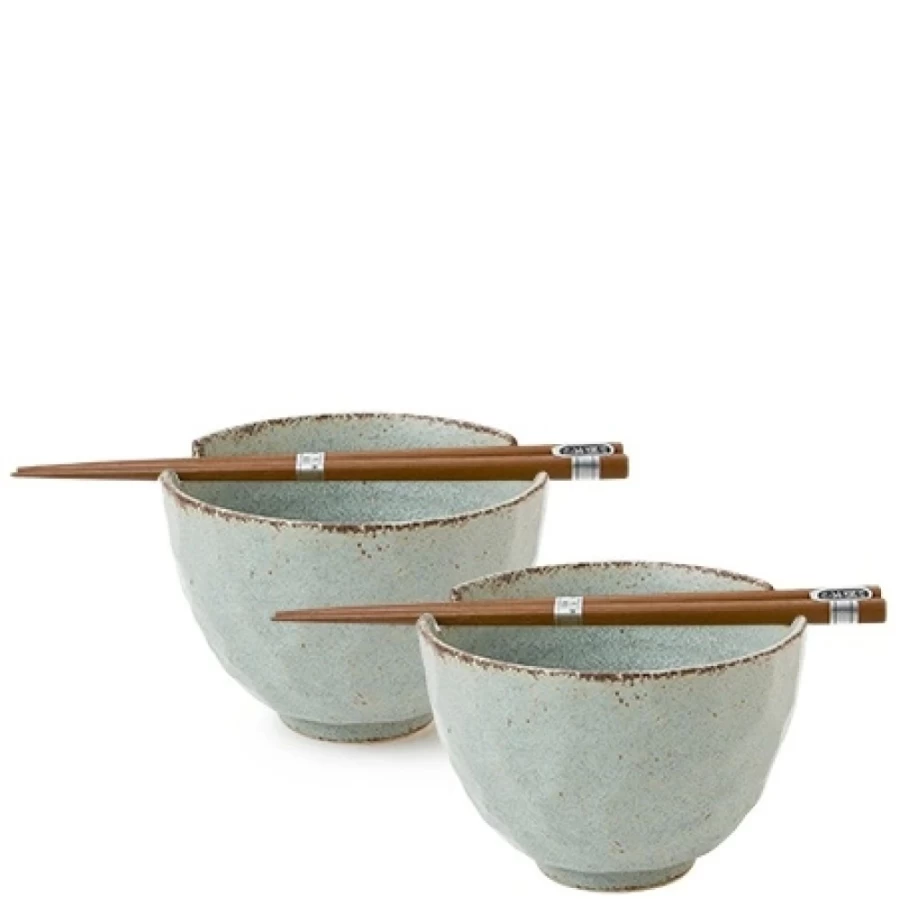 Miya Company Boulder Gray Stoneware Bowl Set - 2 Piece Modern Dining Bowls for Soup, Cereal & Salad