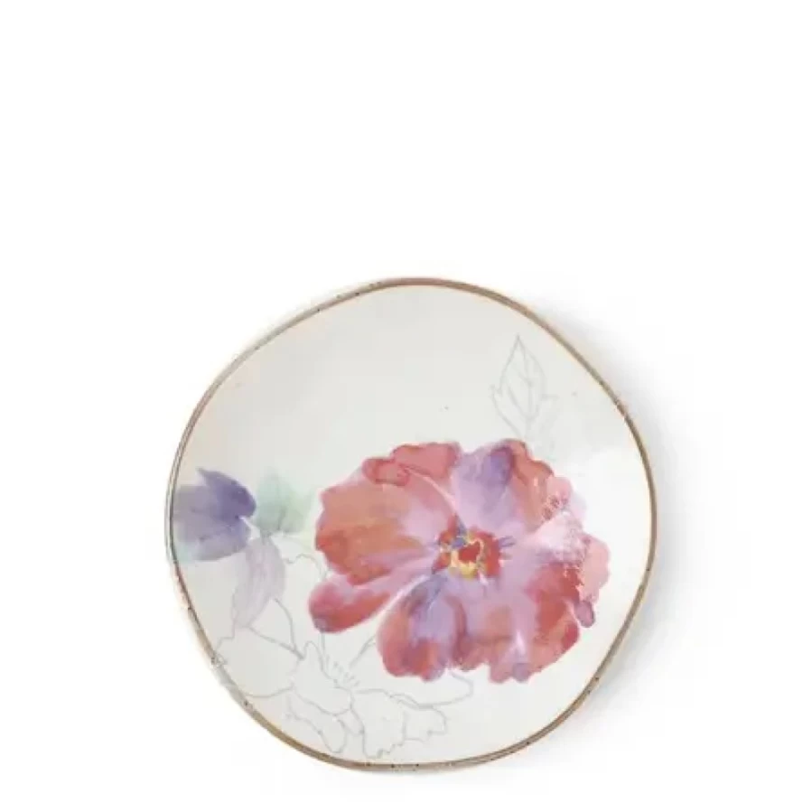 Miya Company Purple Floral Design Mini Plate - Decorative Ceramic Appetizer Dish